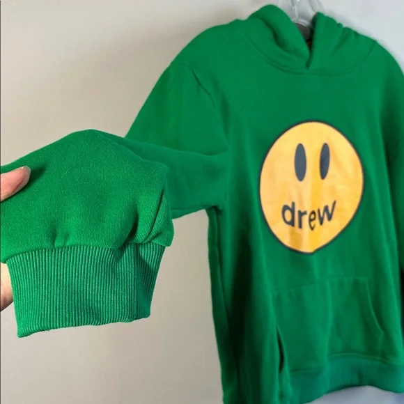 Drew House Green Hoodie With Yellow Smiley Logo Oversized Justin Bieber Size L - Picture 5 of 13